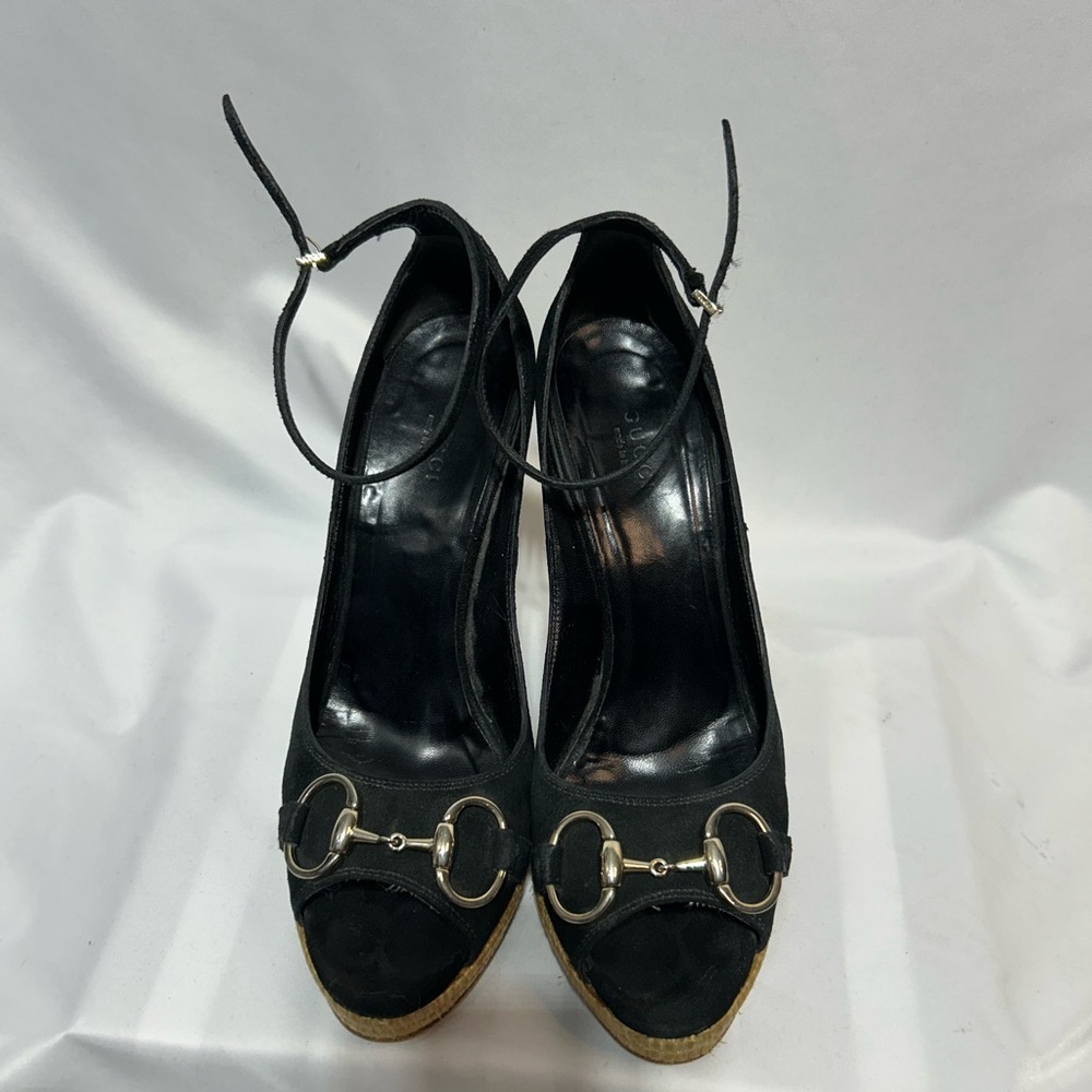 GUCCI espadrilles wedges with horsebit design and ankle strap. Size 8. B… - Picture 11 of 15